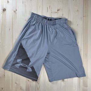 Under Armour Mens Gray 10" UA Tech Graphic Basketball Training Shorts Medium